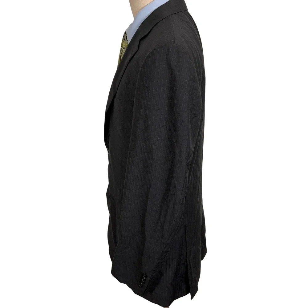 Canali Blazer Mens 42R Blue Black Pinstripe Career Wool‎ Suit Italian Jacket